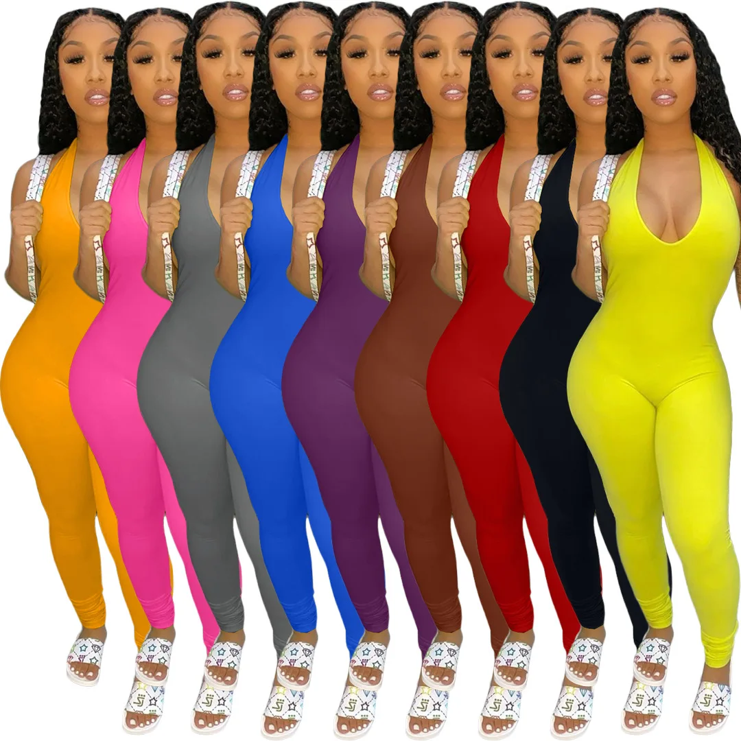 2021 Women New Arrivals Summer Bodycon Stacked Jumpsuits Pants, Girls Clothes One Piece Hollow Out Jumpsuits For Ladies