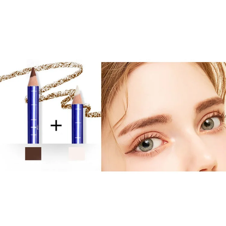 Factory brown+white color Long-lasting Double-head tattoo pen Private Label waterproof eye brow eyebrow pencil for microblading