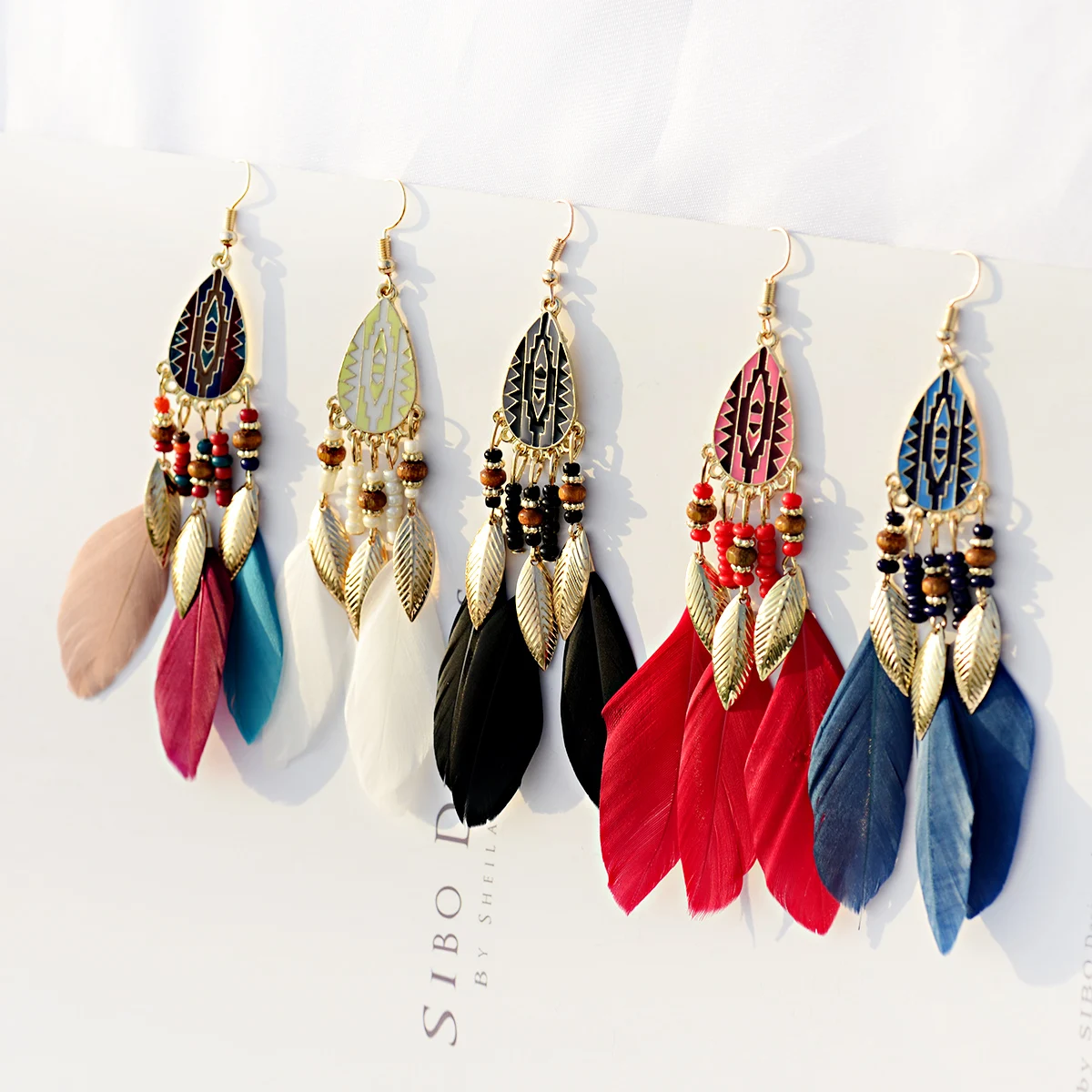 Bohemian Feather Tassel Earrings For Women 2021 Ohrringe Water Drop Vintage Statement Earrings Boho Indian Jewelry Kolczyki