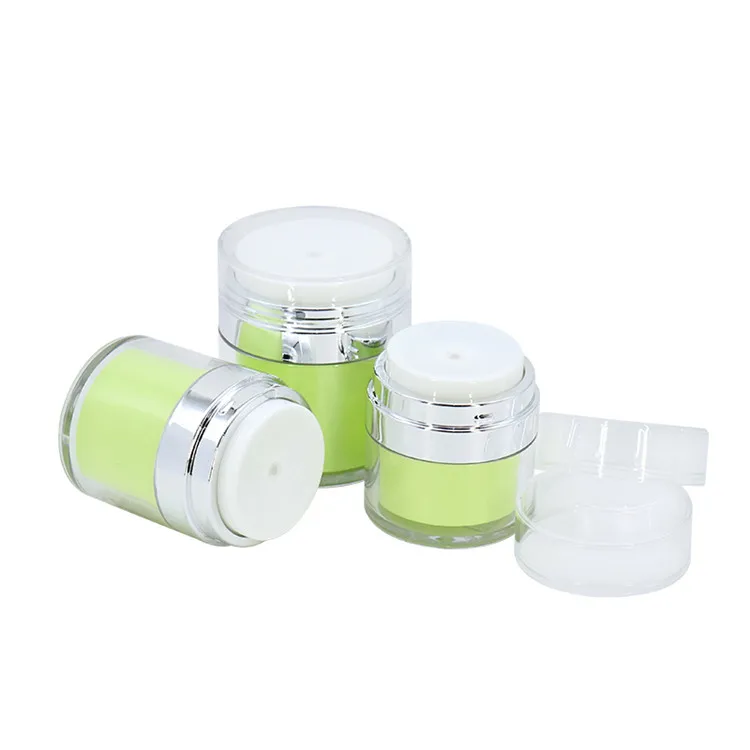 cylinder acrylic cream packaging airless jar refillable round airless pump jar refillable double wall  refillable airless jar