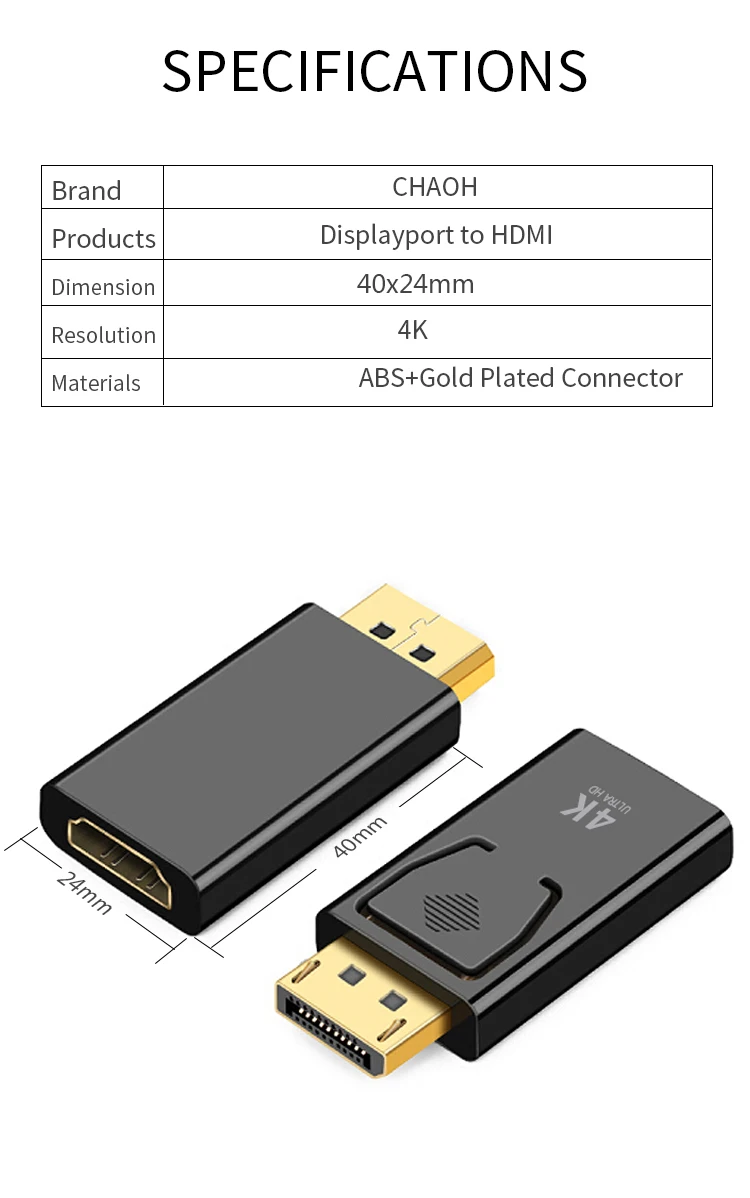 4K HD @ 30 Гц UHD DisplayPort DP порт дисплея к HDMI штекер-гнездо адаптер преобразователь с аудио
