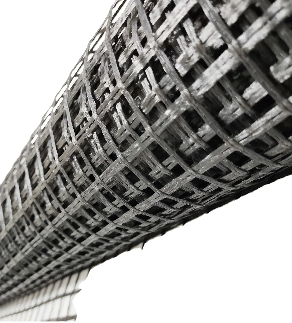Hot selling high quality 50kn fiberglass geogrid mesh roll for pavement reinforcement