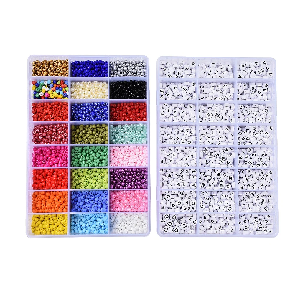PandaHall Elastic Crystal Thread Glass Seed Beads DIY Jewelry Set Kits