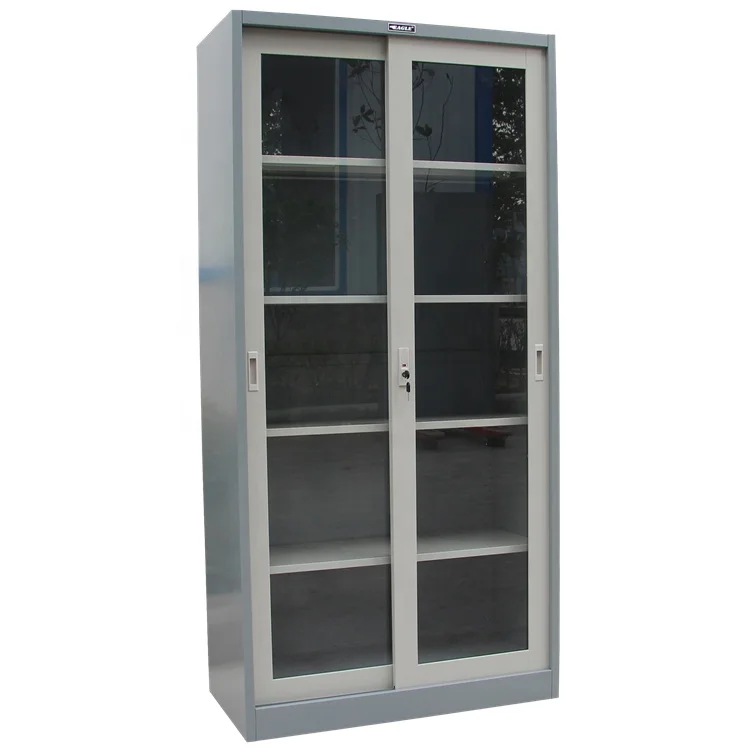 Office Steel Furniture Sliding Glass Door Display File Cabinet Steel Metal Filing Cabinet Cupbord