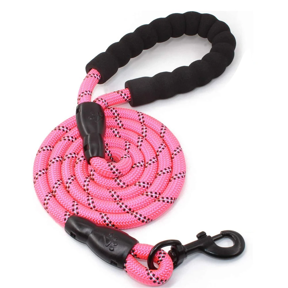 
High quality Eco-Friendly nylon round colorful rope leash lead for pet dog 
