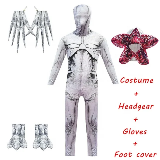 Kids Halloween Stranger Things 3 Fortress Demogorgon Cosplay Costume Scary Carnival  Creepy Zombie Zentai Bodysuit