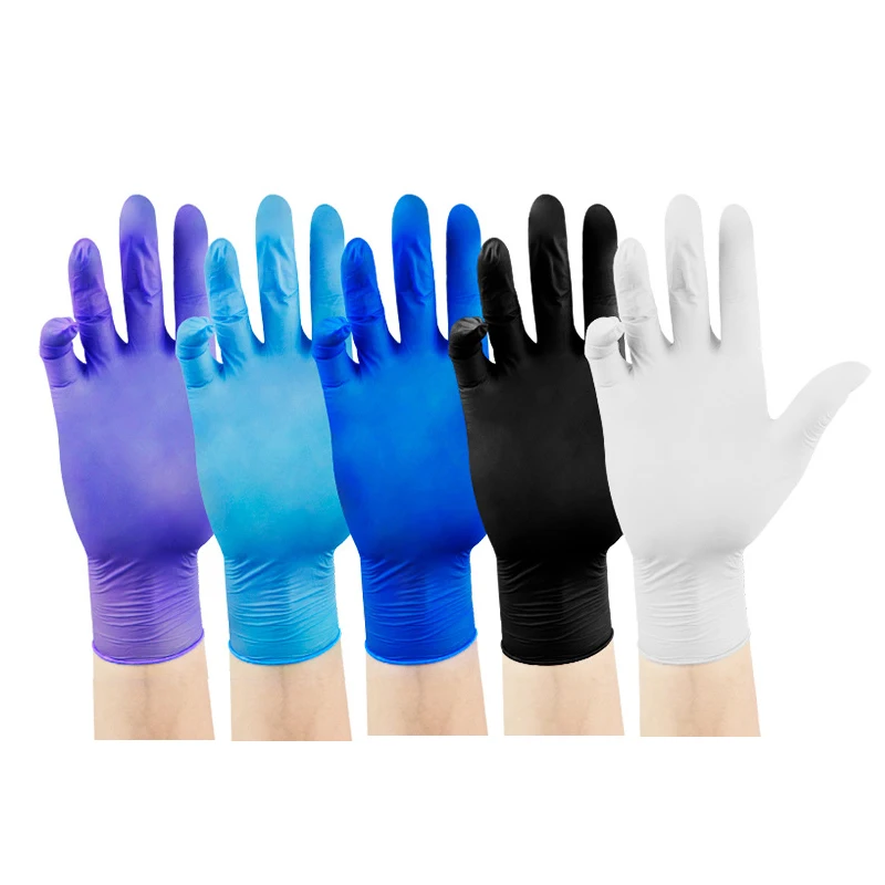 Custom 40Cm Blue Black Nitrile Coated Gloves Powder Free