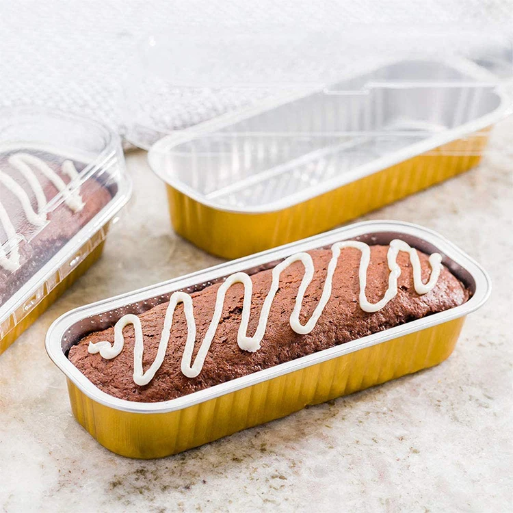 C270 166*65*40mm Manufacturer 270ml Portable Durian Box Rectangular Small Aluminium Foil Container With Lid for Baking Bread