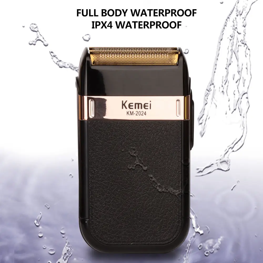 KEMEI KM-2024 Electric Foil Shaver Beard Trimmer Metal Rechargeable Foil Shaver Barber Machine Trimmer Razor