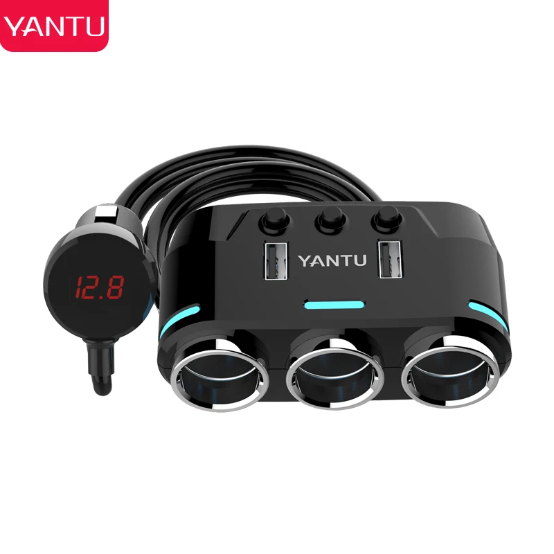 YANTU  New Waterproof USB Car Charger Socket with Voltage Display B39 Famous Hot Sale Good Quality Car Cigarette Lighter Adapter