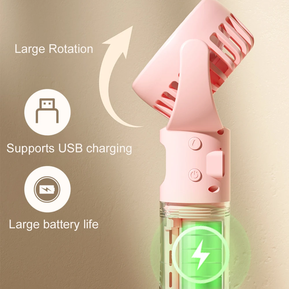 2024 New Handheld Spray Portable Small Fan Gift Custom Humidified Handheld Wearable Fans For Outdoor