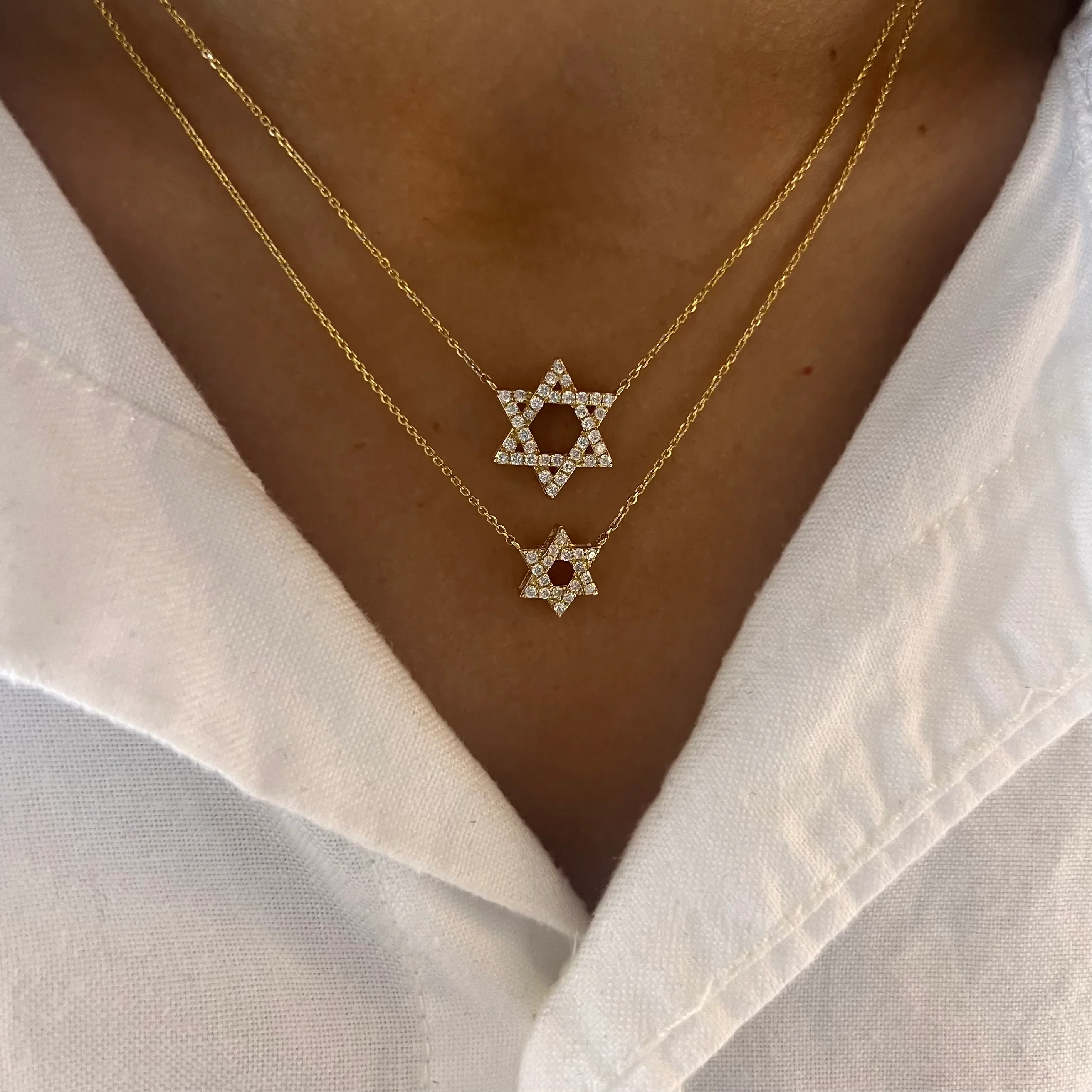 925 Sterling Silver Jewellery 14K Gold Rose Plated Jewelry Zircon Israel Charm Pendant Star of David Necklace