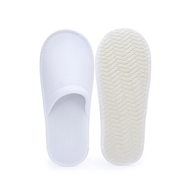 Luxury Chinese Cusmtomized Logo Embroidered White Velvet Washable Disposable Hotel Slipper