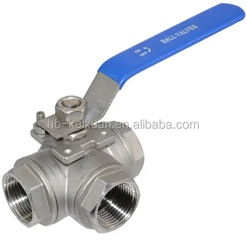 L Type Stainless Steel 304 316 BSPT Thread Three way Ball Valve 1/4'--4' for Water Oil Gas 1000PSI