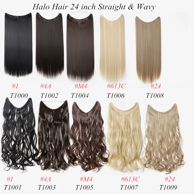 
Wholesale Straight wave curly 24inch 120g synthetic halo hair extension synthetic hair weft types of synthetic hair extension 