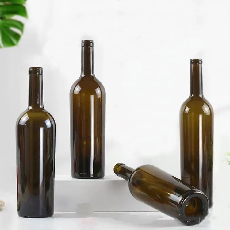 low price red fruit bordeaux round clear wine bottles 750ml with cork caps wholesale