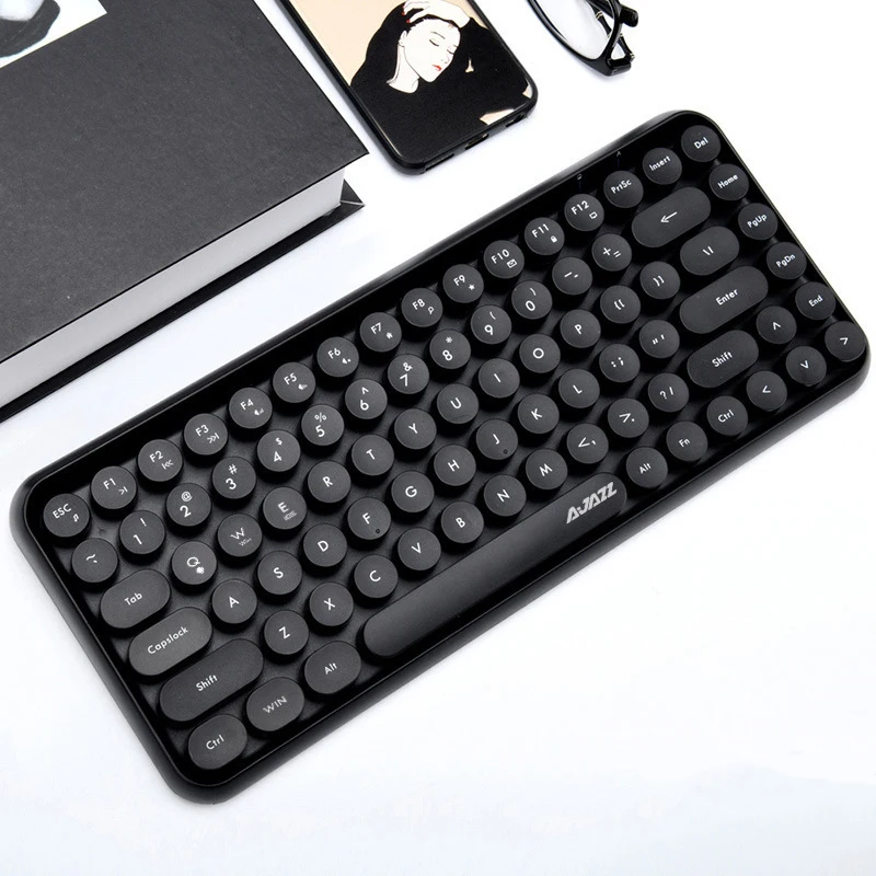  Новый стильный водонепроницаемый ретро круглый ключ многоцветный Девушка мультимедиа 308i цветная Беспроводная клавиатура для ПК компьютера ноутбука