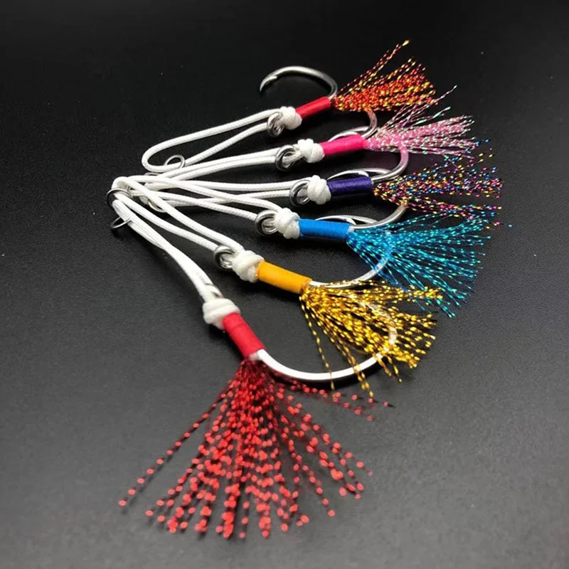 Jetshark 3 Line length 6 Colors Strong  PE Braided Line Saltwater Fishhook Single&Double Assist Slow Jigging Hooks