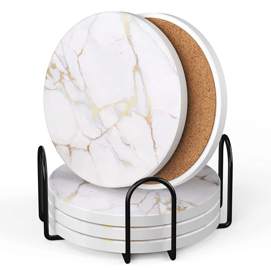 Heat-Resistant Anti Slip Cork Backing Back Coffee Tea Cup Mug Table Marble Stone Ceramic Coaster