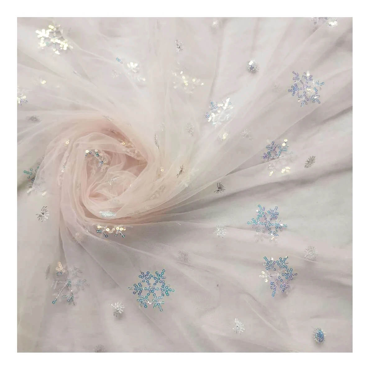 New style delicate and silky Jinrui bottom sequin tulle snowflake snowball colorful sequined embroidered small shiny mesh