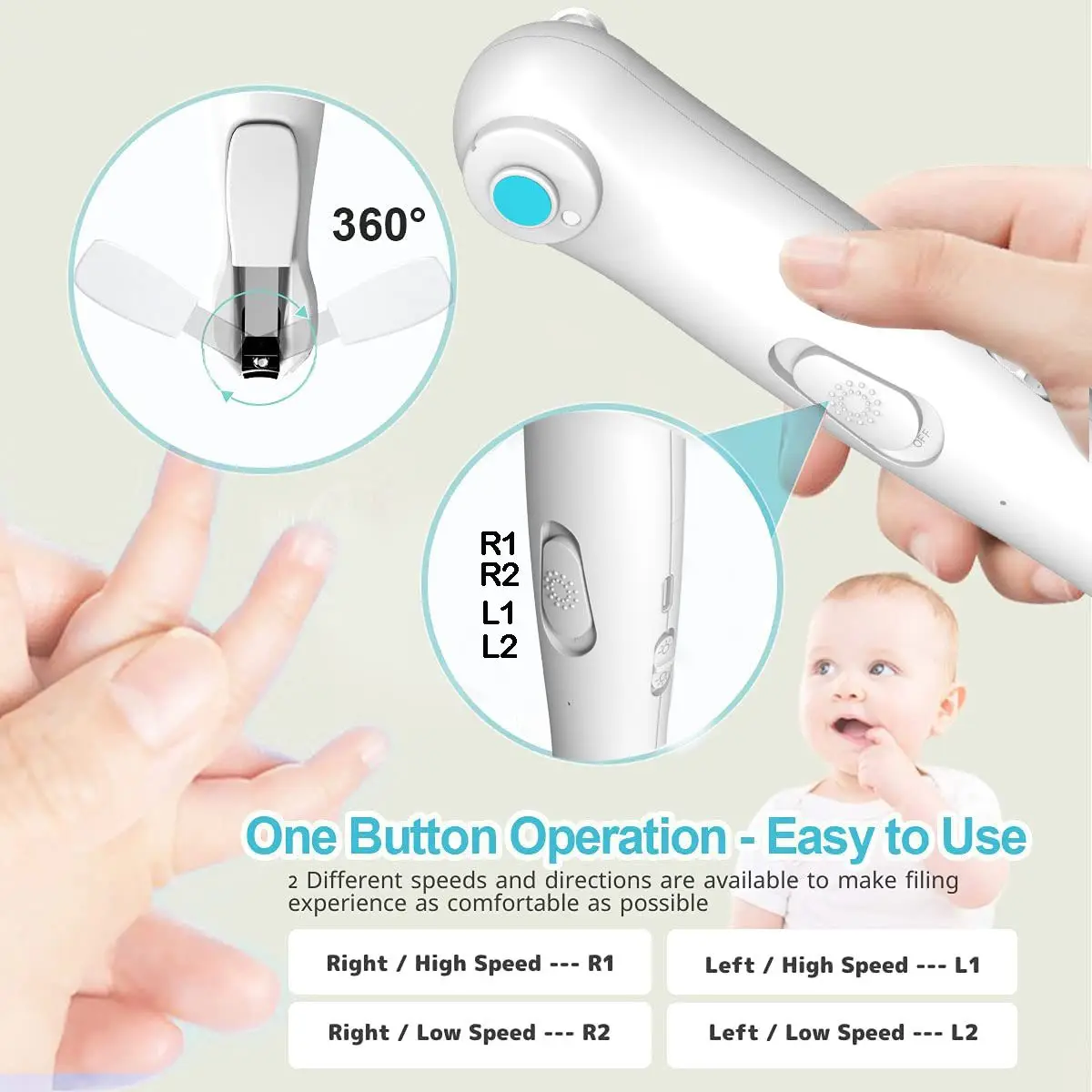6 in 1 New Design Baby Electric Nail Trimmer Baby Nail Clipper