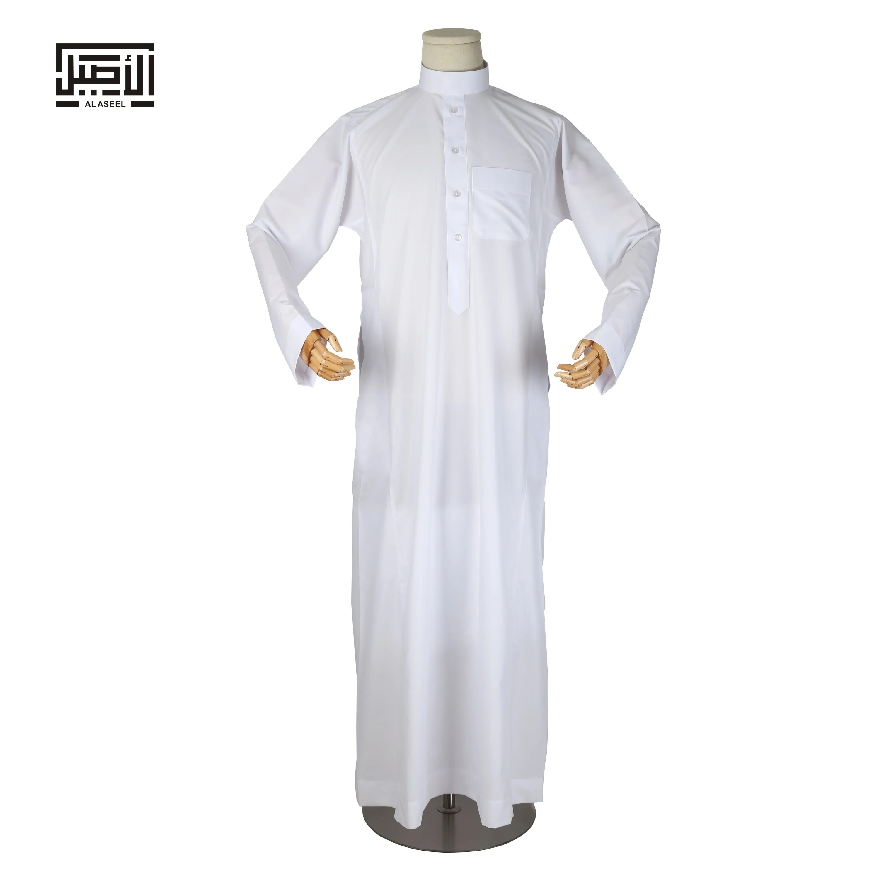 Premier White Alaseel Muslim Man Dress Djellaba Kaftan Jubah Abaya Jalabya Ethnic Arab Jalaba Maxi Qamis Thobe Islamic Clothing