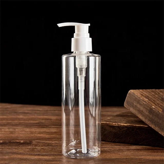 250ml Leak-Proof Clear Plastic Flat Shoulder Lotion Pump Bottle Shampoo Liquid Soap Containers For Cosmetic Packing