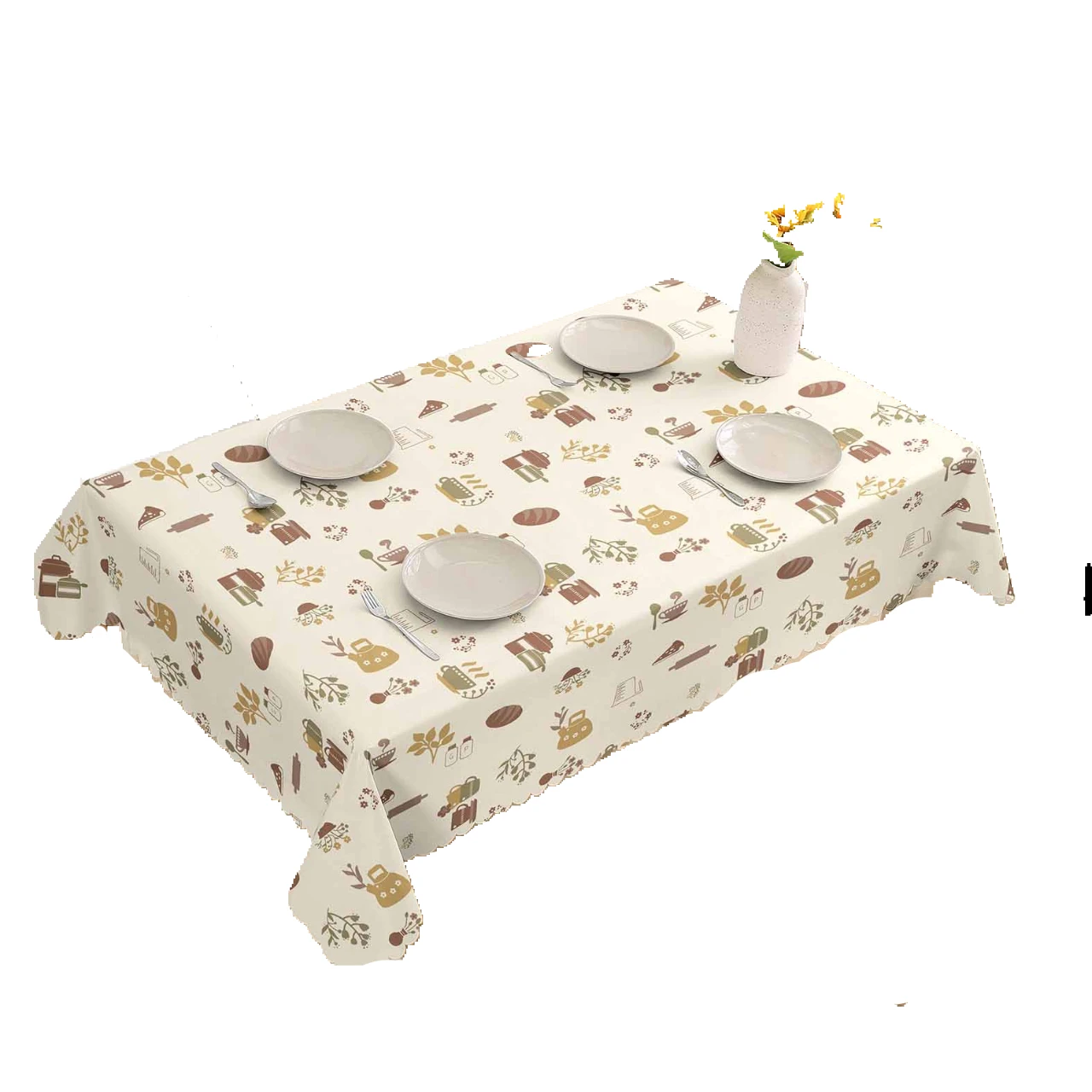 Custom Printed Rectangle Stain Resistant Crystal Transparent Printing PVC Table Cloth With Fine Grain For Dinning Party