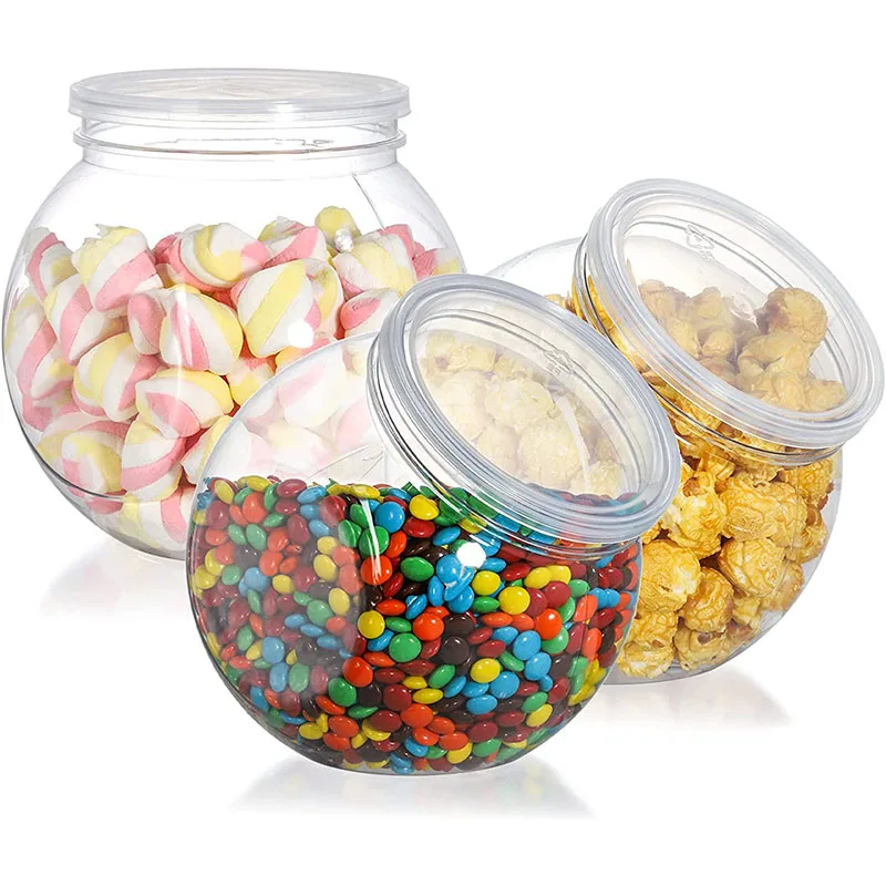 46 Oz Clear Plastic Wide Mouth Candy Sweet Jars Cookie Container with Lids Cereal Snack Storage