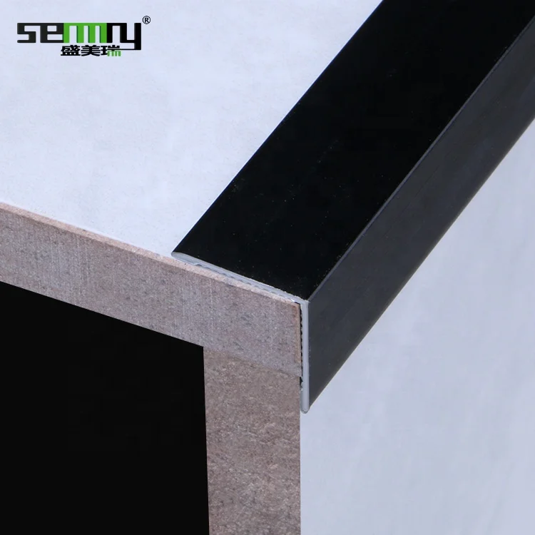 L50x50mm 90 degree angle brushed black metal l shape marble aluminum corner tile edge trim
