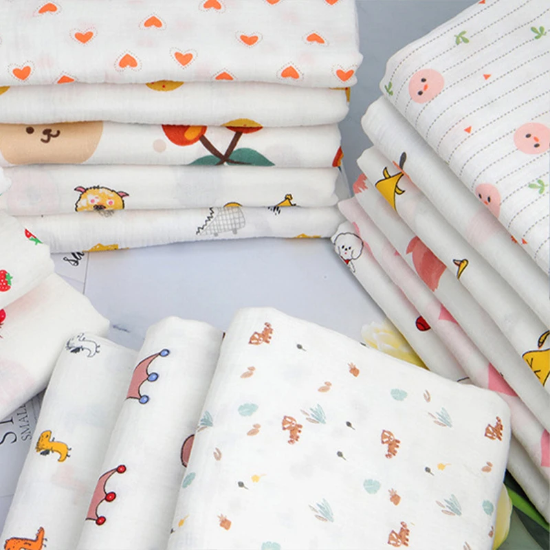 Custom Eco-Friendly Home Clothing Pajamas Crepe Printed Gauze Cotton Print Double Crepe Baby Saliva Towel Fabric