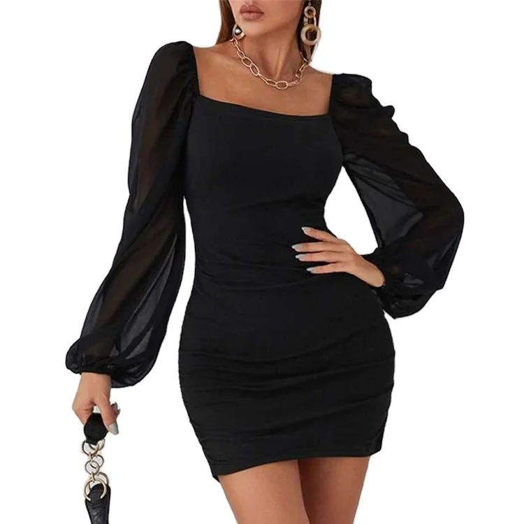 Лидер продаж женское элегантное сексуальное контрастное Сетчатое облегающее платье OEM под заказ