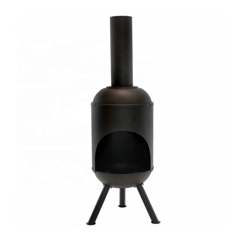 
Black Metal Big Steel Backyard round chimney design standing Fire Pit 