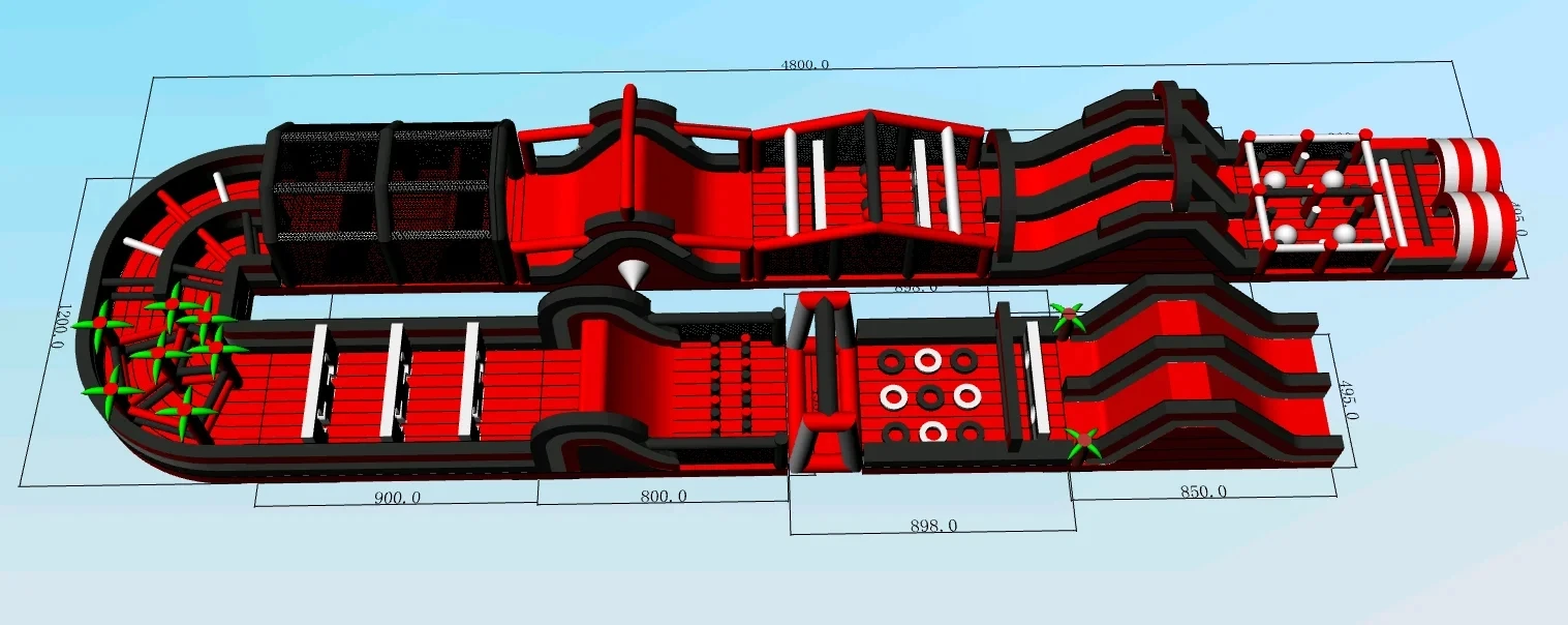 Large Stock Factory Price Outdoor Adult Playground customize bounce house obstacle course 5k