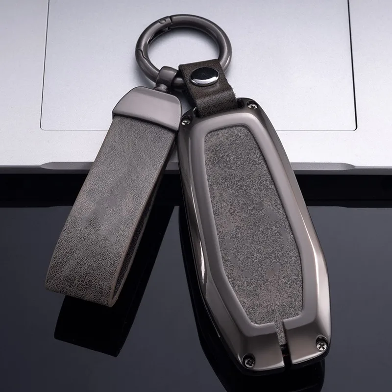 Manufacturer customization Leather alloykey Car Key Fob Cover Metal Keychain Car Key Protector Case For Ford F150 F250 F350