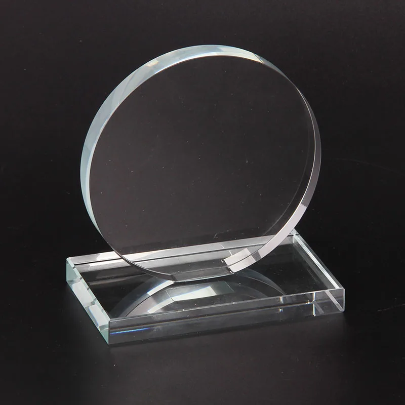 Factory Wholesale crystal glass round award plaque for souvenir&sports