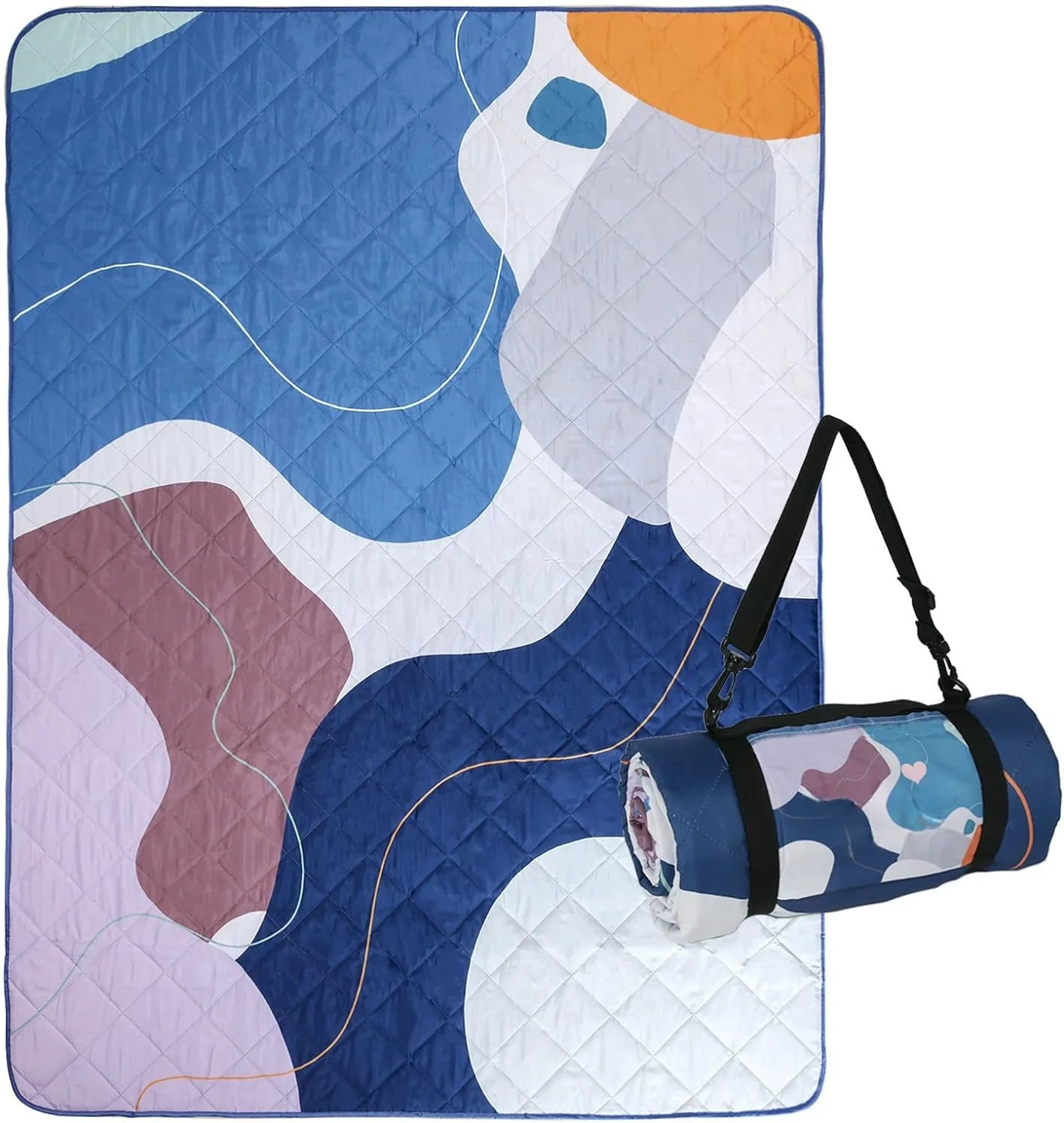 Best Selling Large Waterproof soft Portable Picnic Blanket with Carry Strap Foldable Inflatable Outdoor Beach Rug Mat