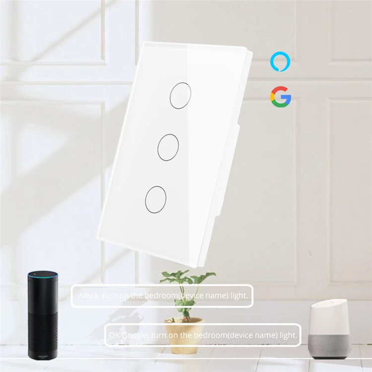 Tuya Smart Alexa Switch Wifi Smart Home Automation 3 Gang Touch Switches