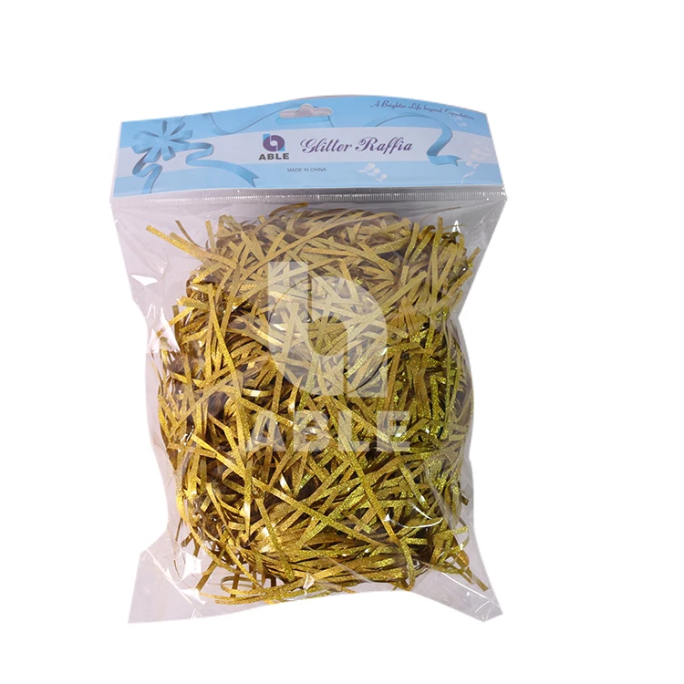 Wholesale CPP gold glitter Gift Box Filling Raffia Gift Shredded Paper Filler