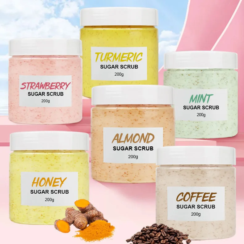 Beauty salon custom scrubs face skin exfoliant lightening Turmeric, coffee, honey remove dullness exfoliating body scrub