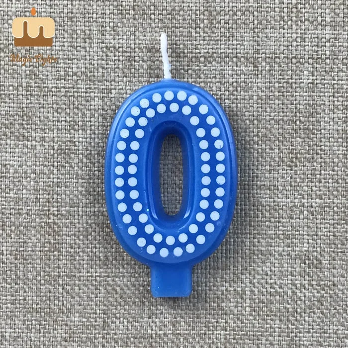 Polka Dot Blue Number Candle 0-9 In The World