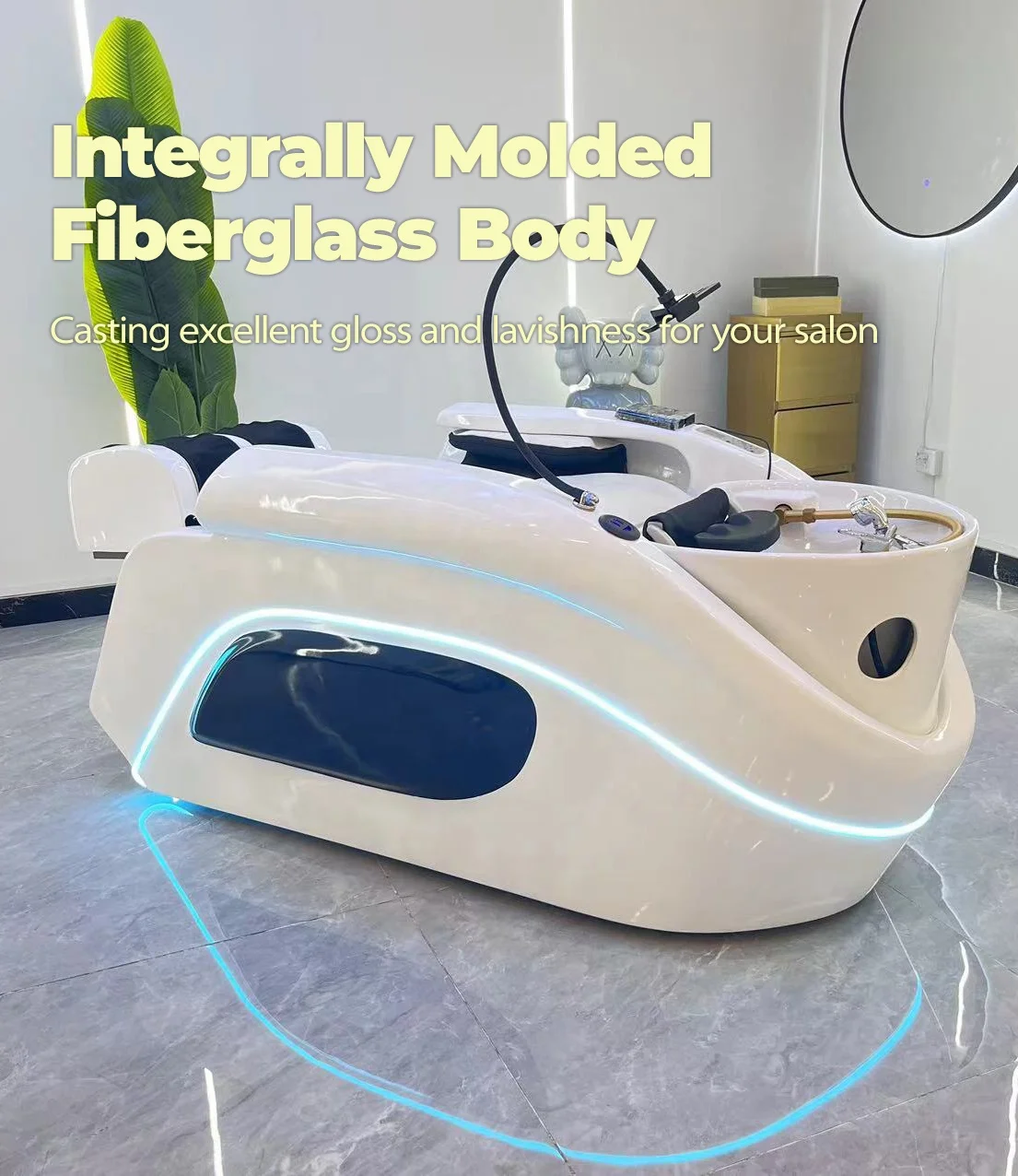 Hot Sale Modern Luxury Electric Massage Washing Chair For Barbershop Water Therapy Deep White Wash Basin Headspa Shampoo Bed