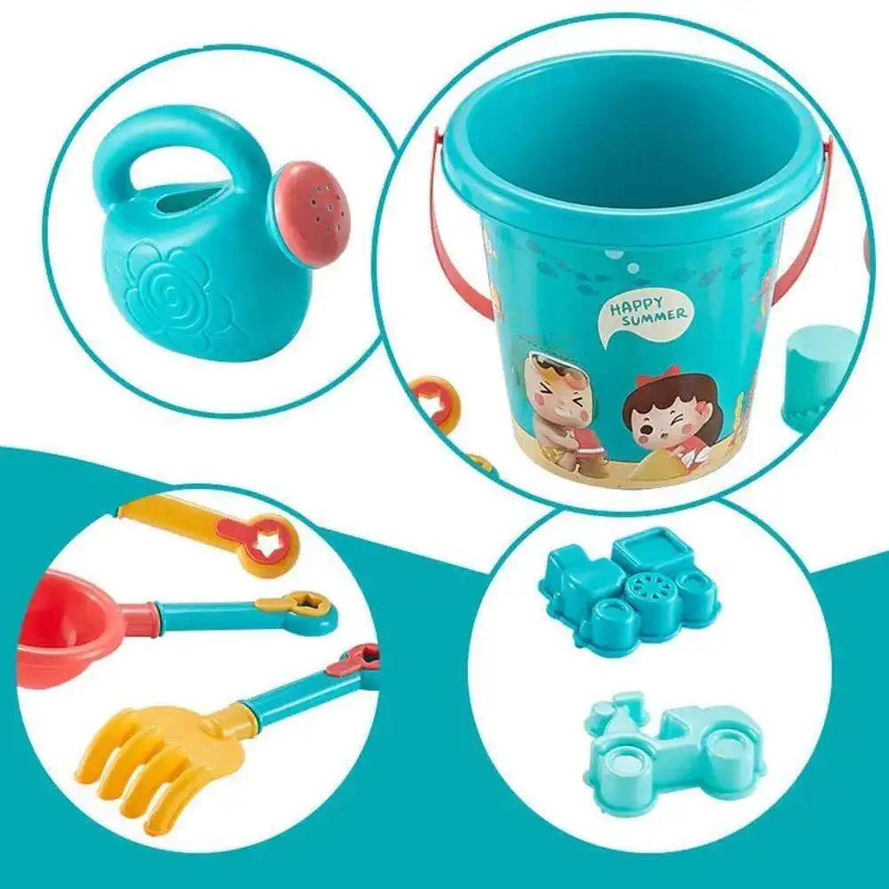 18 piece sand toy set for children sand toy beach sandpit set with bucket shovel sand moulds watering can for children boys