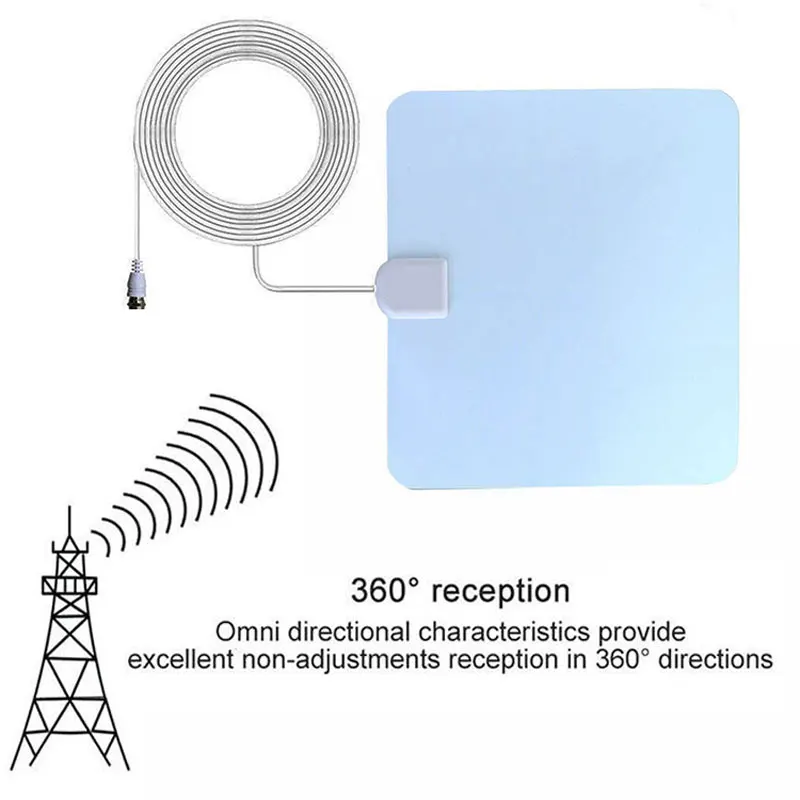 High Gain UHF VHF Indoor Outdoor Cavo TV Antenna 360 Degree Active DVB T HDTV Digital Antenna For Smart Tv