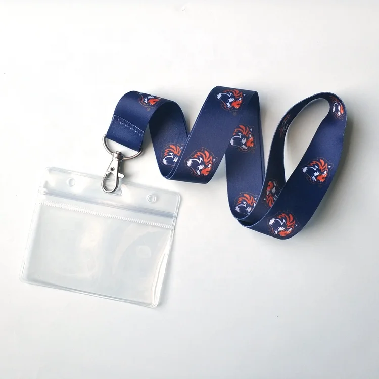 Custom Lanyard Plastic PVC waterproof  ID Card Holder with polyester lanyard