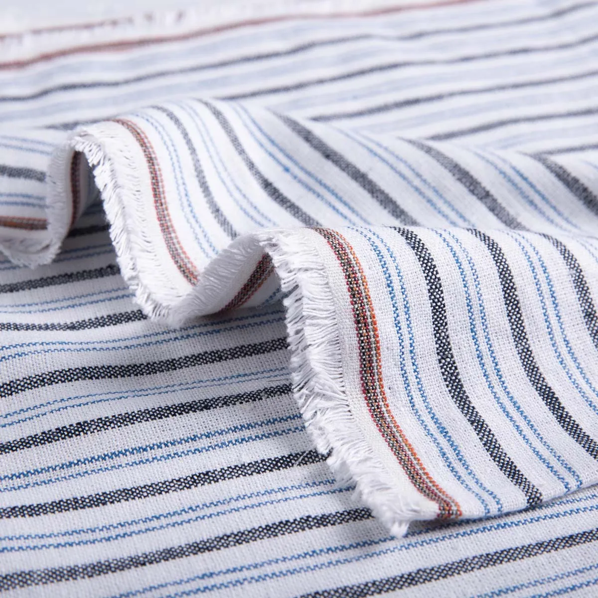 Designer design blue white plaid fabric rayon and linen fabric