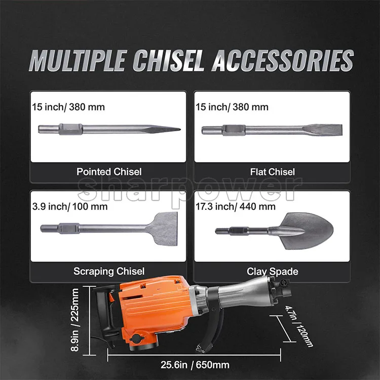 SHARPOWER  factory outlets 220v-240v 3600w 4000w 5900w 4800w 5280w electric demolition hammer