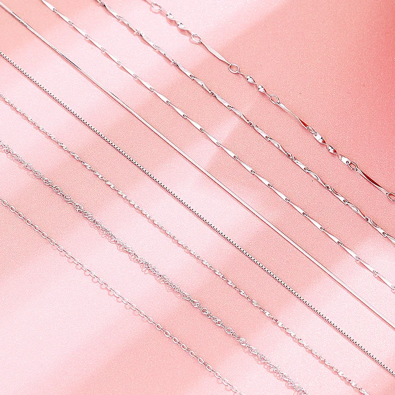 925 Sterling Silver Cable Chain 40+5cm Twisted Snake Box Necklace China DIY Jewelry for Men Women