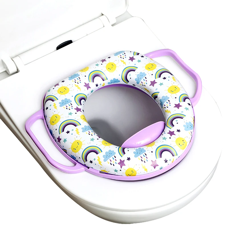 Baby Toddler Plastic Travel Children Soft Padded Printed Toilet Potty Training Seat Cover with Safe Handle