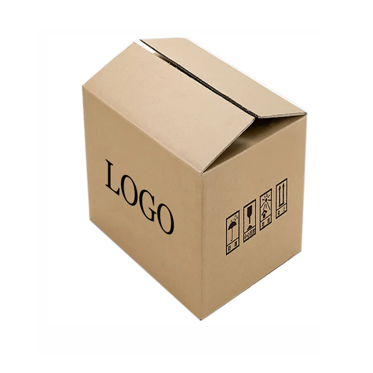 Single Wall Corrugated Kraft Shipping Boxes With Black Custom Logo